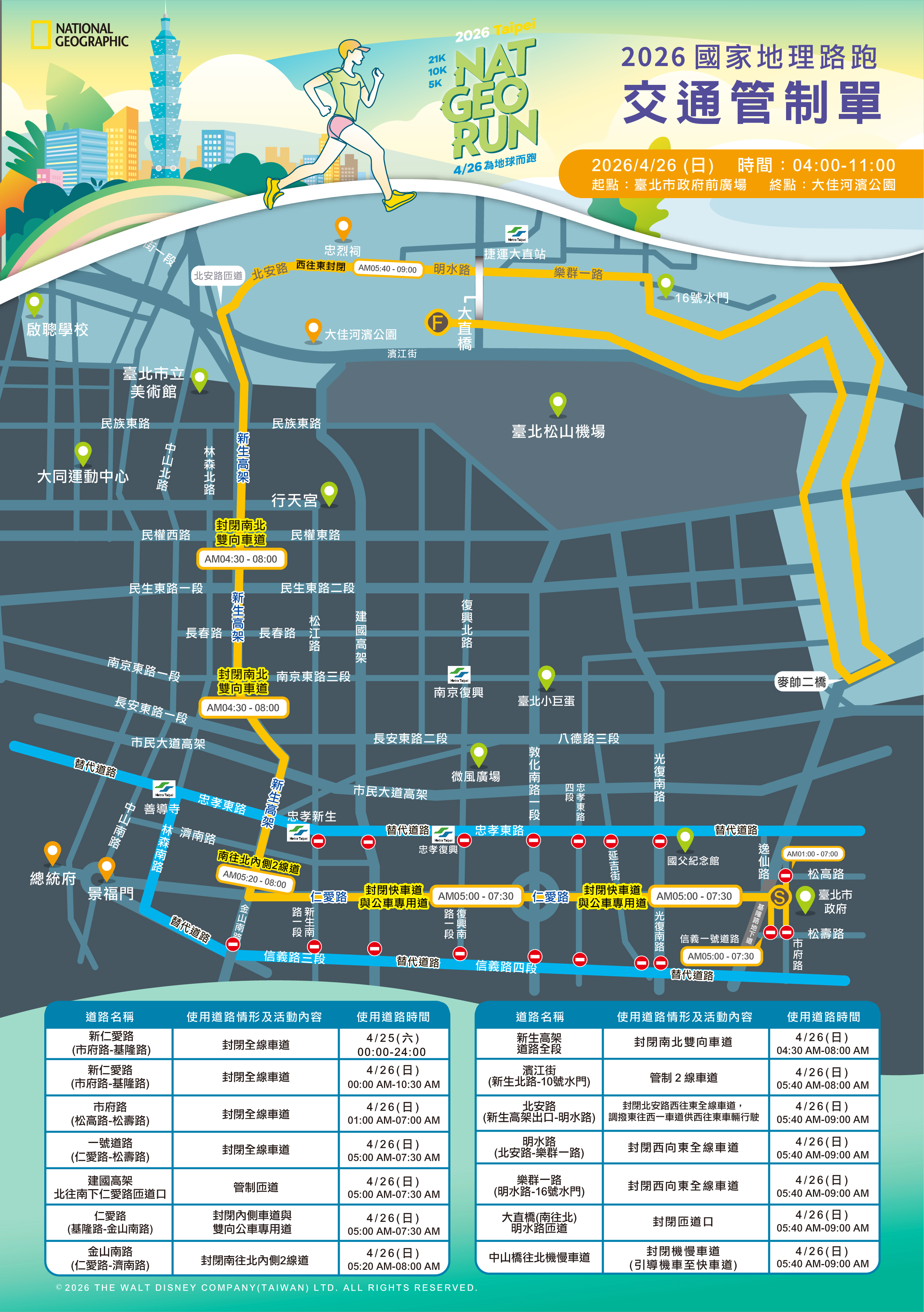 2026國家地理路跑交通管制海報