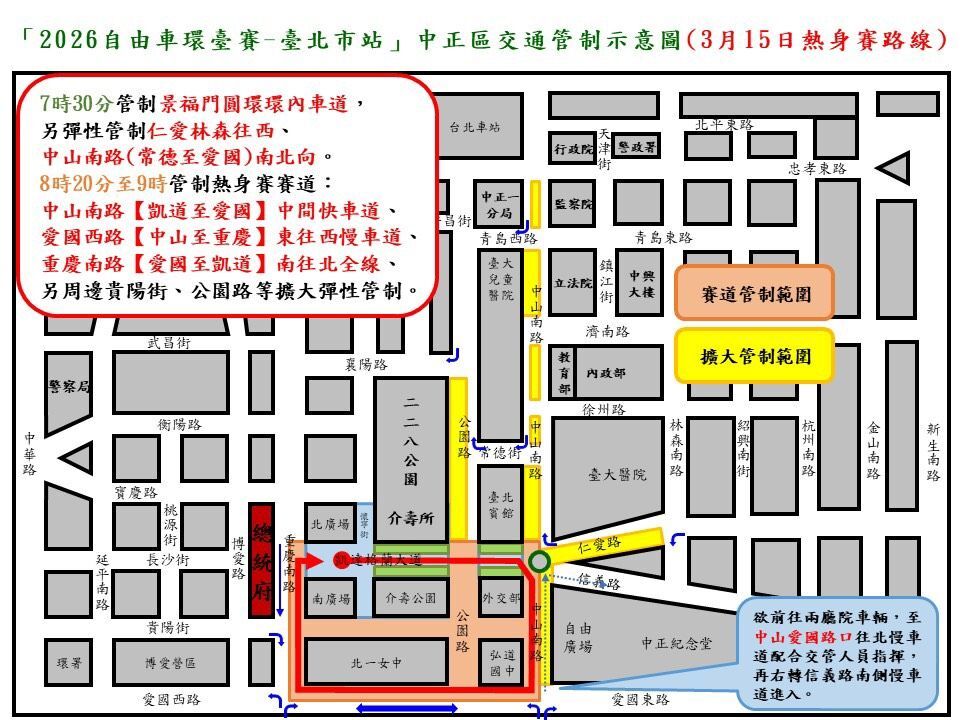 正式競賽路線管制示意圖
