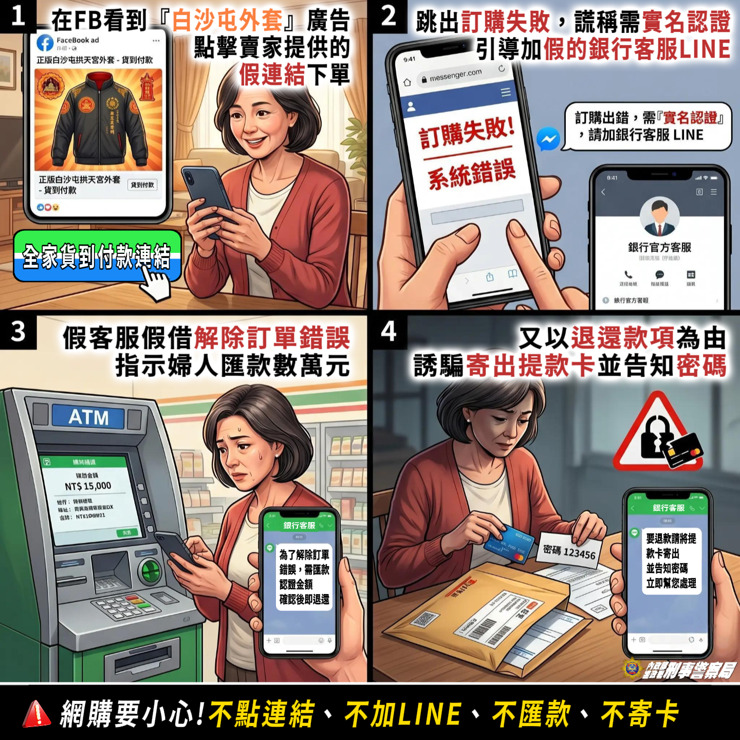假網購與解除設定詐騙流程