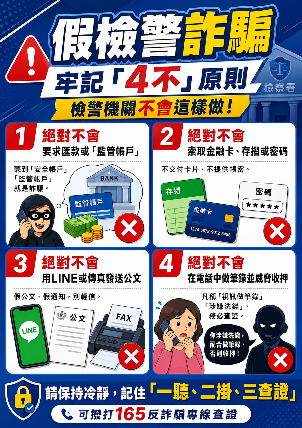 防制假檢警視訊詐騙宣導圖資 2